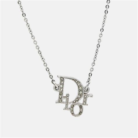 dior silver oblique logo necklace|Dior Oblique Pendant Necklace Silver.